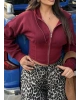 Bordo Korse Detay Crop Hırka