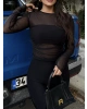 Siyah Taşlı Transparan bluz