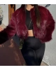 Bordo Crop Kürk Ceket