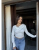 Beyaz Degaje Yaka Bluz