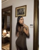 Kahverengi Askılı Dekolteli Mini Elbise