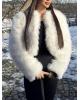 Beyaz Simli Crop Kürk Ceket