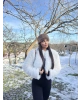 Beyaz Simli Crop Kürk Ceket