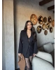 Siyah Kemerli Blazer Ceket