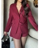 Bordo Kemerli Blazer Ceket