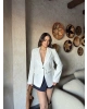 Beyaz Kemerli Blazer Ceket