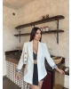 Beyaz Leopar Detay Blazer Ceket