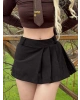 Siyah Pileli Mini Şort Etek