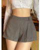 Antrasit Pileli Mini Şort Etek