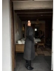 Antrasit Dik Yaka Uzun Kaşe Kaban