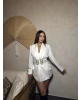 Beyaz Aksesuarlı Blazer Ceket