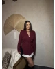 Bordo Çift Kemerli Tasarım Blazer Ceket