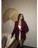 Bordo Dört Düğmeli Blazer Ceket