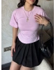 Pembe Sırt Bağlamalı Bele Oturan Tshırt