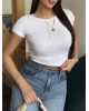 Beyaz Kısa Kol Crop Top