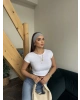 Beyaz Kısa Kol Crop Top