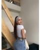 Beyaz Kısa Kol Crop Top