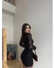 Siyah Damla Dekolteli Dantel Elbise