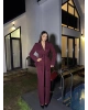 Bordo Bağlamalı Blazer Takım