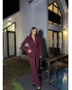 Bordo Bağlamalı Blazer Takım