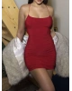 Kırmızı Sırt Dekolteli Tasarım Mini Elbise