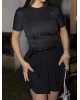 Siyah Taşlı Crop Top