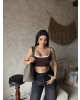 Kahverengi Biyeli Crop Top