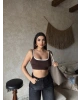 Kahverengi Biyeli Crop Top