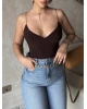 Kahverengi İp Askılı Bodysuit