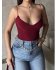 Bordo İp Askılı Bodysuit