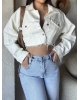 Ekru Crop Ceket
