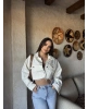 Ekru Crop Ceket