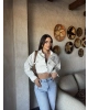 Ekru Crop Ceket