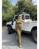 Yeşil Dikiş Detay Kolsuz Alt Üst Takım