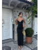 Siyah V Yaka Uzun Premium Elbise