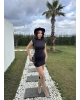 Siyah Dik Yaka Mini Elbise