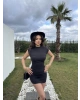 Siyah Dik Yaka Mini Elbise