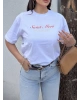 Beyaz Baskılı Oversize Tshırt