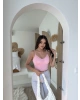 Pembe Gloplu Sırt Çapraz Büstiyer