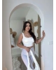 Beyaz Kalın Askılı Gloplu Basic Crop
