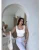 Beyaz Kalın Askılı Gloplu Basic Crop