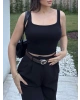Siyah Kalın Askılı Gloplu Basic Crop