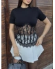 Siyah Güpürlü Korse Tshırt