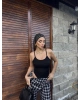 Siyah İp Askılı Zra Bodysuit
