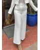 Beyaz Gizli Düğme Tam Kalıp Kumaş Pantolon