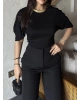 Siyah Drapeli Modal Tshırt