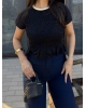 Siyah Gipeli Kısa Kol Tshırt