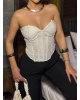 Beyaz Korseli Dantel Zra Straplez Bralet