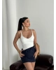 Beyaz Ayarlanabilir Askılı Bodysuit