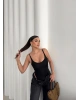 Siyah Ayarlanabilir Askılı Bodysuit